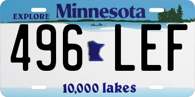 MN license plate 496LEF