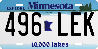 MN license plate 496LEK
