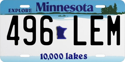 MN license plate 496LEM