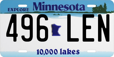 MN license plate 496LEN