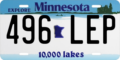 MN license plate 496LEP
