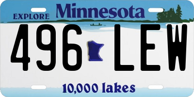 MN license plate 496LEW
