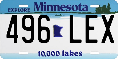 MN license plate 496LEX