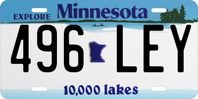 MN license plate 496LEY