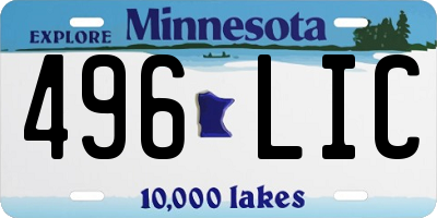 MN license plate 496LIC