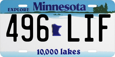 MN license plate 496LIF