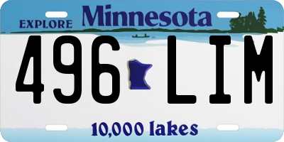 MN license plate 496LIM