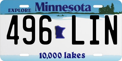 MN license plate 496LIN