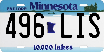 MN license plate 496LIS