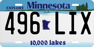 MN license plate 496LIX