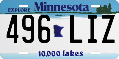 MN license plate 496LIZ