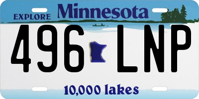 MN license plate 496LNP