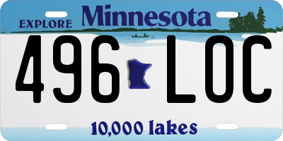 MN license plate 496LOC