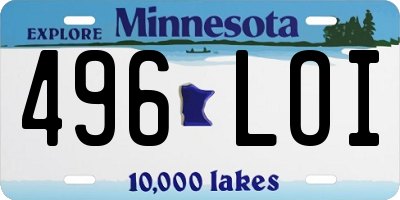 MN license plate 496LOI