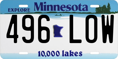 MN license plate 496LOW