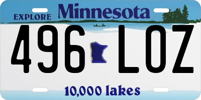 MN license plate 496LOZ