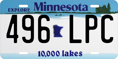 MN license plate 496LPC