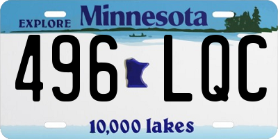 MN license plate 496LQC