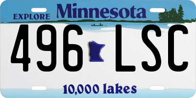 MN license plate 496LSC