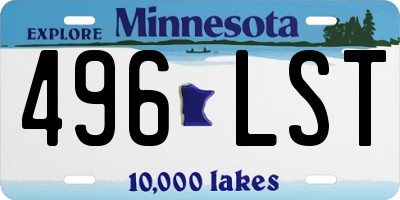 MN license plate 496LST