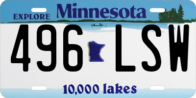 MN license plate 496LSW