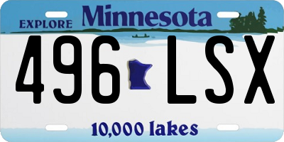 MN license plate 496LSX