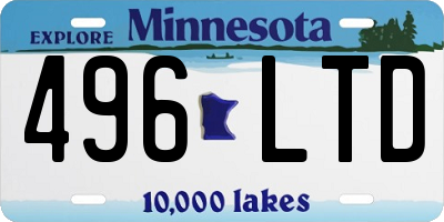 MN license plate 496LTD