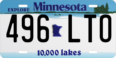 MN license plate 496LTO