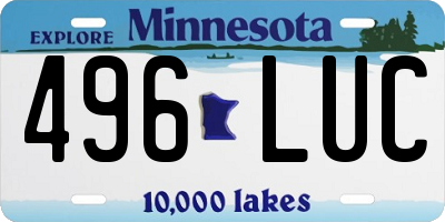 MN license plate 496LUC