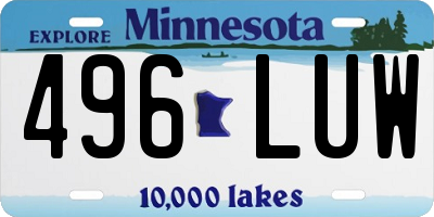 MN license plate 496LUW