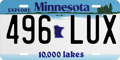 MN license plate 496LUX