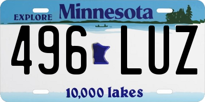 MN license plate 496LUZ