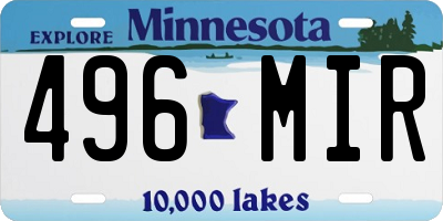 MN license plate 496MIR