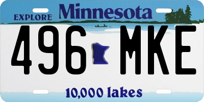 MN license plate 496MKE
