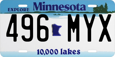 MN license plate 496MYX