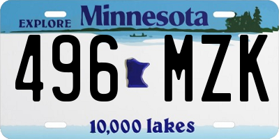 MN license plate 496MZK