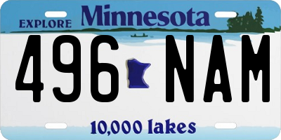 MN license plate 496NAM