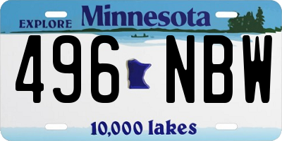 MN license plate 496NBW