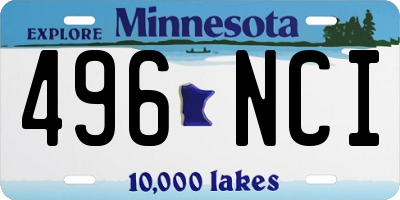 MN license plate 496NCI
