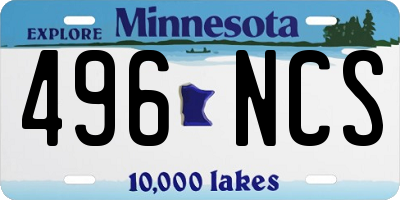 MN license plate 496NCS
