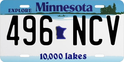 MN license plate 496NCV