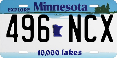 MN license plate 496NCX
