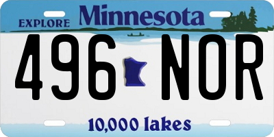 MN license plate 496NOR