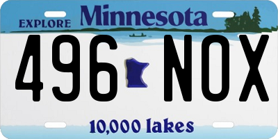 MN license plate 496NOX