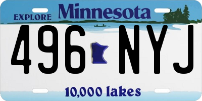MN license plate 496NYJ