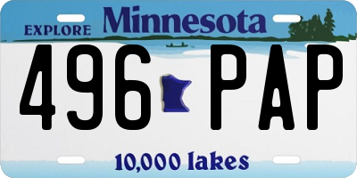 MN license plate 496PAP