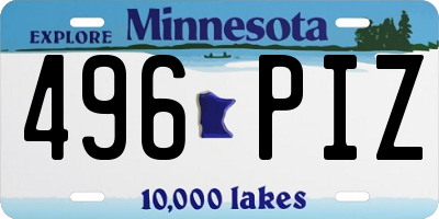 MN license plate 496PIZ