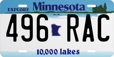 MN license plate 496RAC
