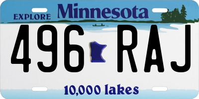 MN license plate 496RAJ