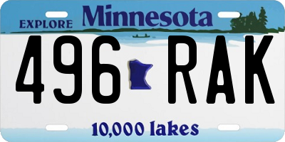MN license plate 496RAK